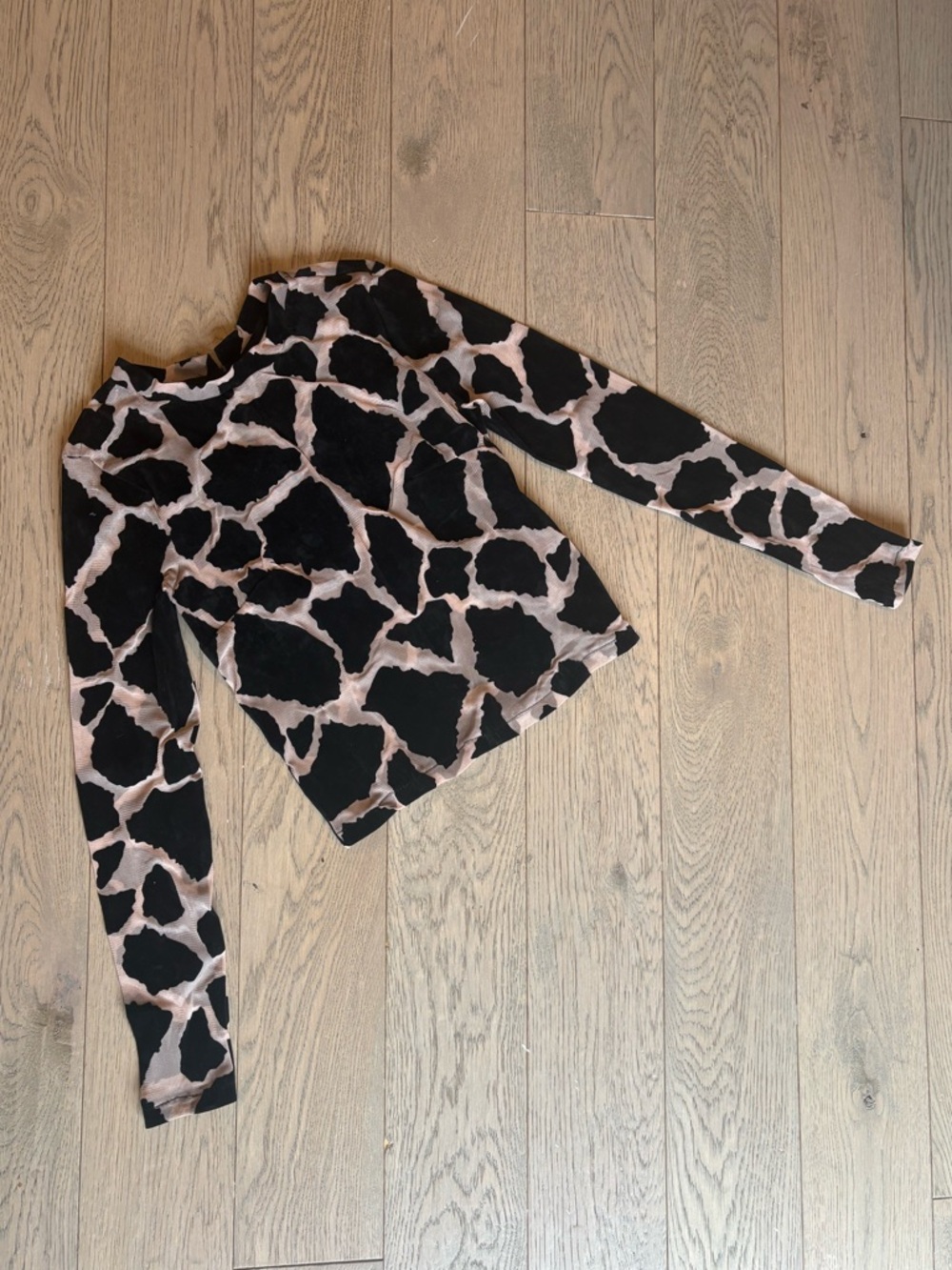 Topshop Patterned Mesh & Velvet Long Sleeve Top